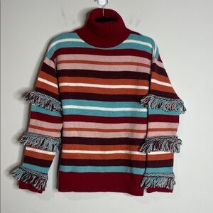 Hayley Menzies | Sunset Stripes Road Trip West Fringe Sweater Size Small